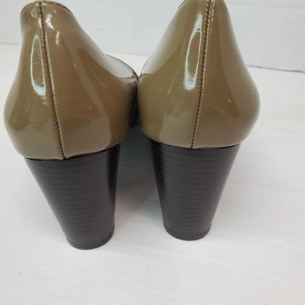 New G.H. Bass Pacey Nude Tan Faux Snakeskin Toe Heel Pumps 7M Grandma‎ Core